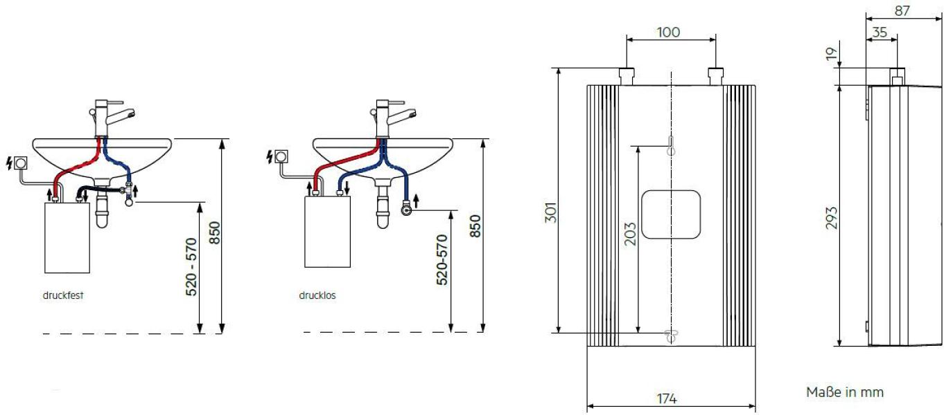 AEG DDLE Kompakt 11/13 EEK: A Durchlauferhitzer, elektronisch geregelt, 11/13 kW, Untertischmontage (230768)
