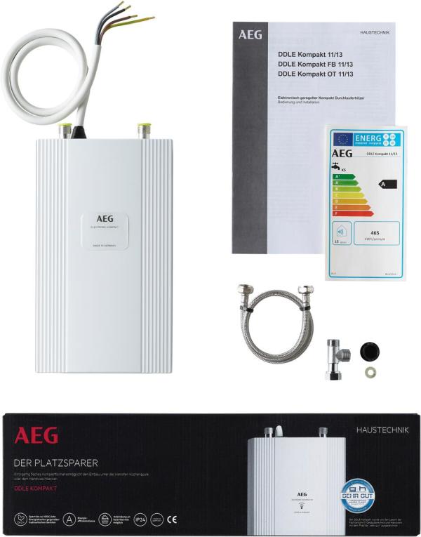 AEG DDLE Kompakt 11/13 EEK: A Durchlauferhitzer, elektronisch geregelt, 11/13 kW, Untertischmontage (230768)