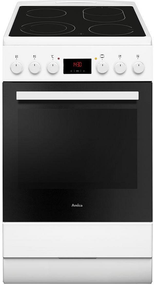 ARDEBO.de Amica SHC 903 001 W EEK: A Standherd mit Glaskeramik-Kochfeld, 50 cm breit, 65 L, Umluft, CoolDoor, SteamClean, weiß