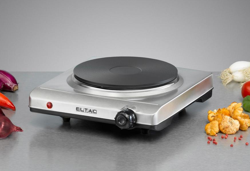 Eltac EK19 Kochplatte, 1500 W, Gussheizplatte, silber