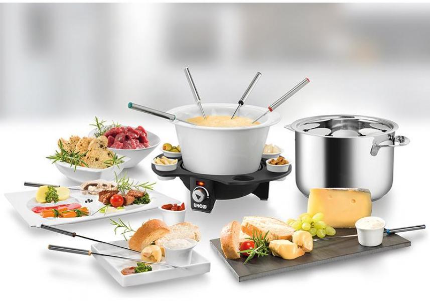 Unold Fondue Elegance 48645, 1000W, 1,5l Edelstahltopf, Cool-Touch, schwarz/silber