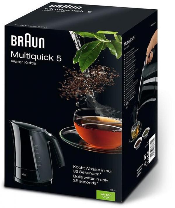 Braun WK500 AquaExpress Wasserkocher, 1,7l, 3000W, Schnellkochsystem, schwarz