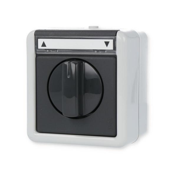 Gira 015430 Jalousietaster/-schalter 1polig mit Beschriftungsfeld 10 A 250 V~ Gruppentaster/Schalter, Aufputz IP 44, grau