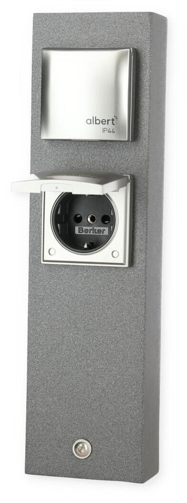 ARDEBO.de albert Steckdosensäule, 2-fach, IP 44, Aluminium (624400)