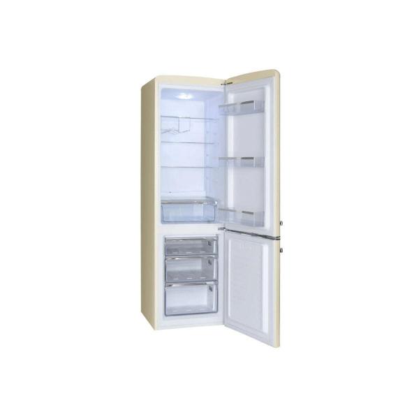 Amica KGCR 387 100 B Retro Kühl-Gefrierkombination, 55cm breit, 244 L, Automatische Abtauung, LED-Beleuchtung, Flaschengitter, beige