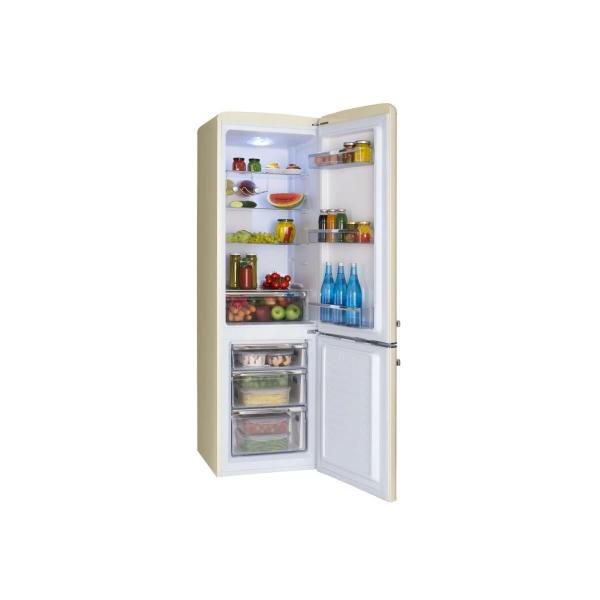 Amica KGCR 387 100 B Retro Kühl-Gefrierkombination, 55cm breit, 244 L, Automatische Abtauung, LED-Beleuchtung, Flaschengitter, beige