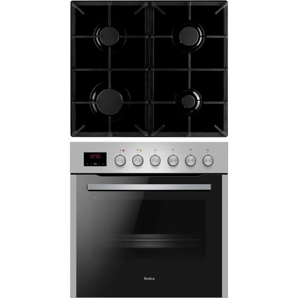 ARDEBO.de Amica EHEG 934 112 E EEK: A Einbauherd-Set mit Gaskochfeld, 60 cm breit, 65 L, Window Timer, Heißluft, CoolDoor3, SoftClose, Glaskeramik, edelstahl