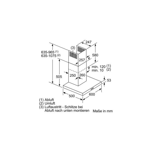 Siemens LC66BBM50 iQ300 EEK: B Wandesse, 60 cm breit, 605 m³/h, Ab-/Umluft, Edelstahl