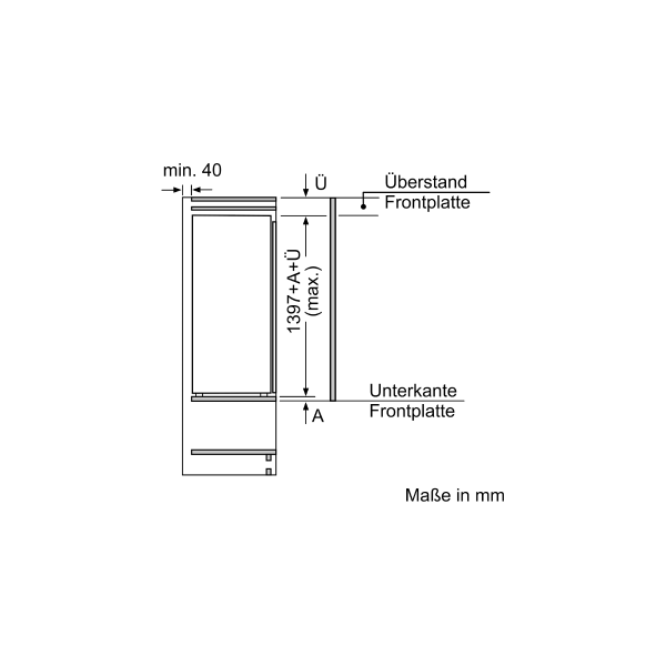 Siemens KI51FADE0 iQ700 Einbaukühlschrank, Nischenhöhe: 140 cm, 220 L, Festtürtechnik, superCooling, hyperFresh