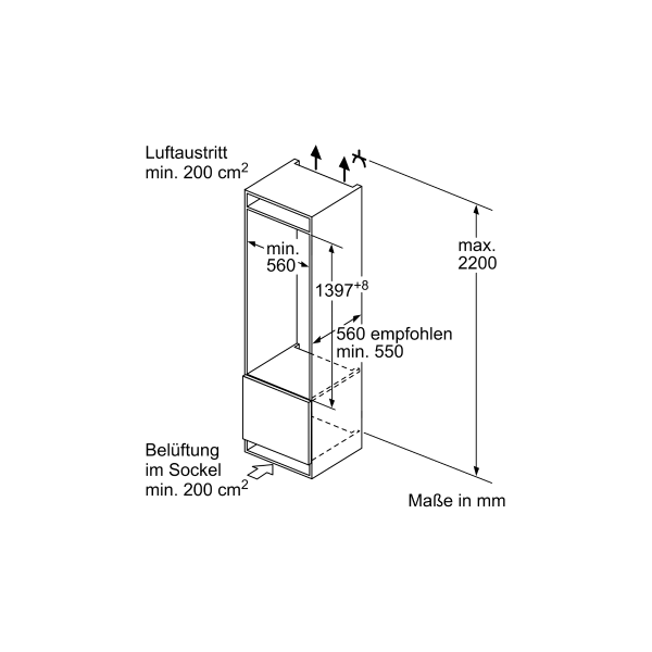 Siemens KI51FADE0 iQ700 Einbaukühlschrank, Nischenhöhe: 140 cm, 220 L, Festtürtechnik, superCooling, hyperFresh