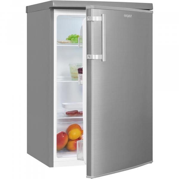 Exquisit KS16-V-H-040E Stand Kühlschrank ohne Gefrierfach, 55 cm breit, 127 L, LED Beleuchtung, Edelstahloptik