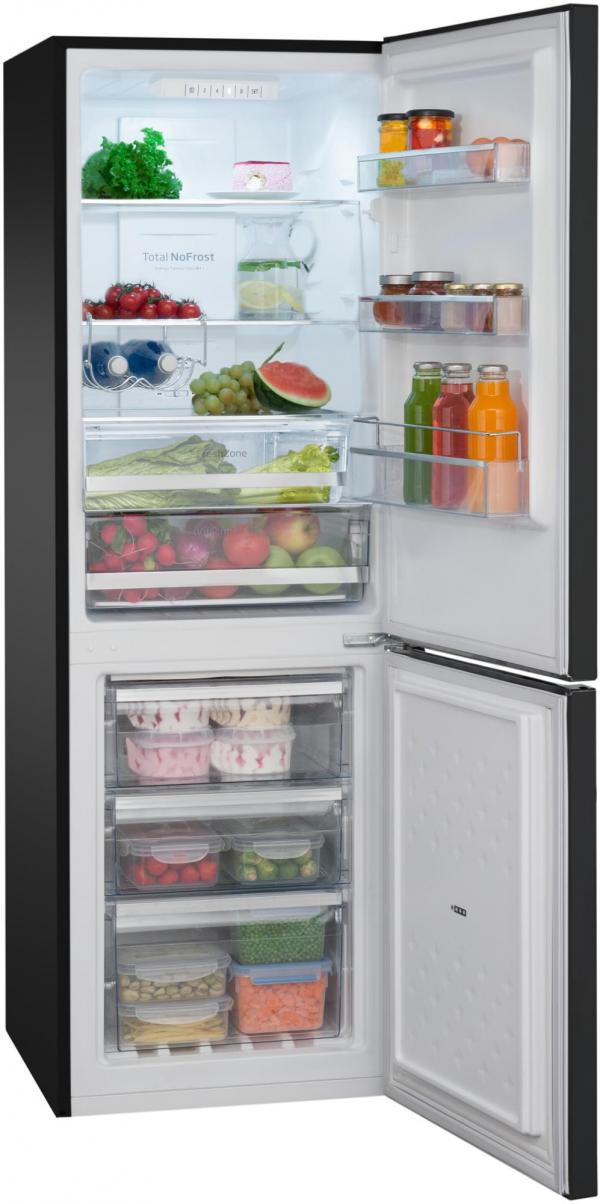 ARDEBO.de Amica KGCN 387 110 S Stand Kühl-Gefrierkombination, 54 cm breit, 170 cm hoch, 231 L, NoFrost, 0°C Freshzone, Air System, Superkühlen, Edelstahloptik schwarz
