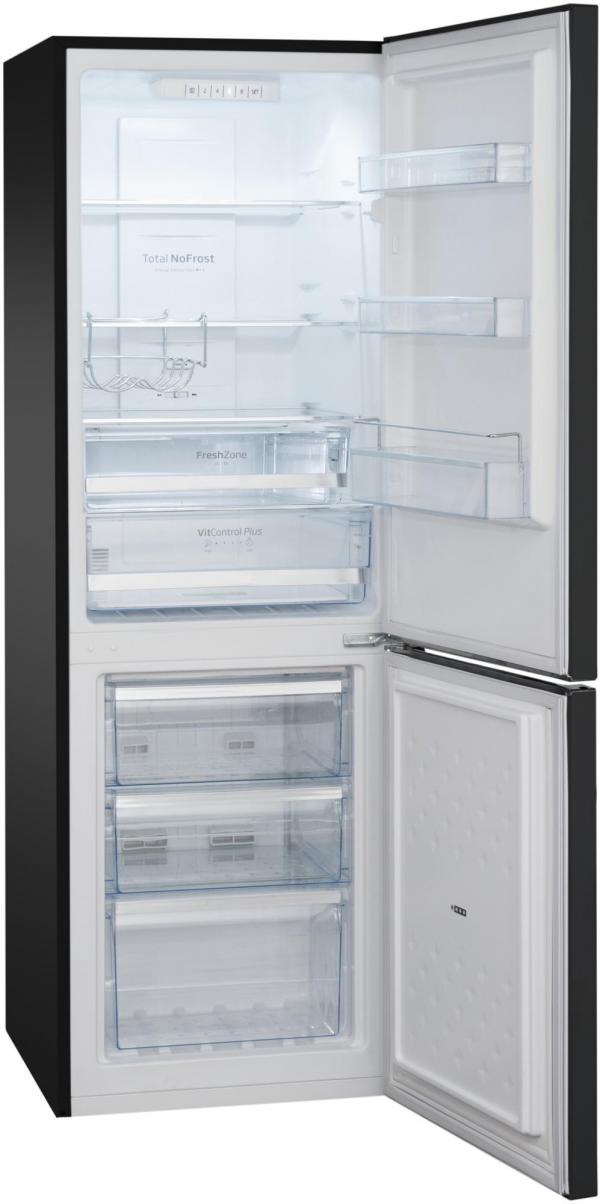 Amica KGCN 387 110 S Stand Kühl-Gefrierkombination, 54 cm breit, 170 cm hoch, 231 L, NoFrost, 0°C Freshzone, Air System, Superkühlen, Edelstahloptik schwarz