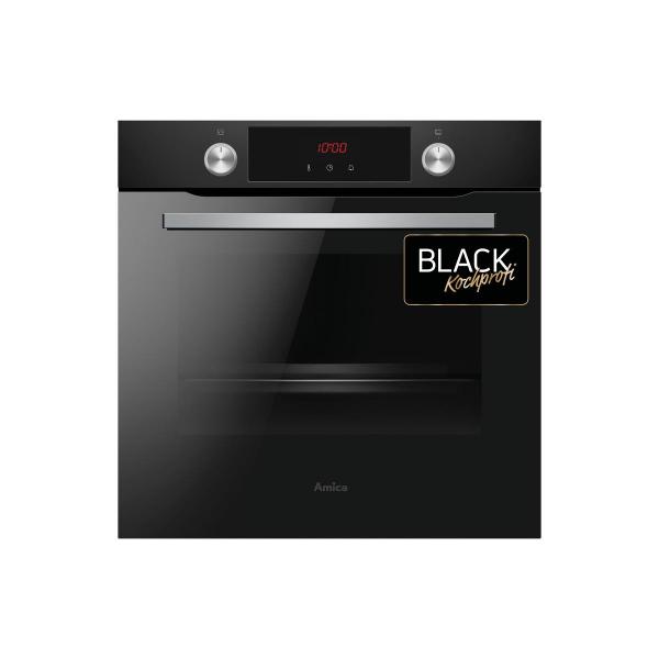 Amica EBPX 945 600 SM EEK: A+ Einbaubackofen, 60cm breit, 77 L, Pyrolyse, Eco-Funktion, 9 Backofenfunktionen, schwarz matt
