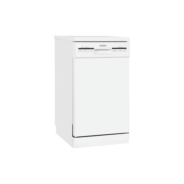 Exquisit GSP9109-030E Standgeschirrspüler, 45 cm breit, 9 Maßgedecke, Abklappbarer Tellerhalter, Extra trocknen, weiß