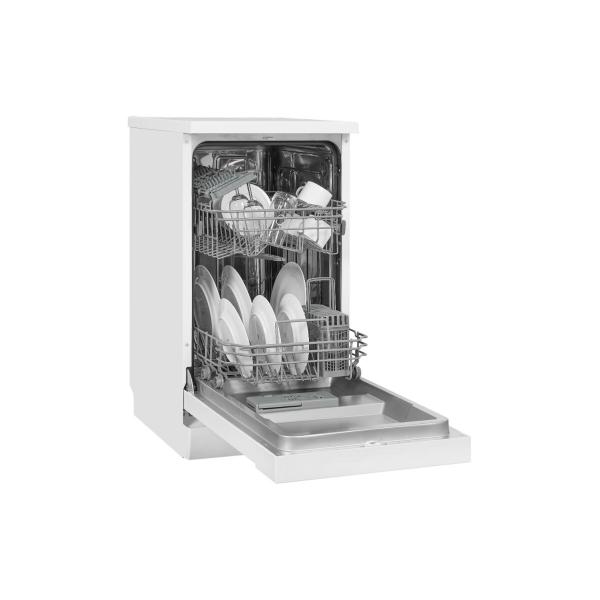 Exquisit GSP9109-030E Standgeschirrspüler, 45 cm breit, 9 Maßgedecke, Abklappbarer Tellerhalter, Extra trocknen, weiß