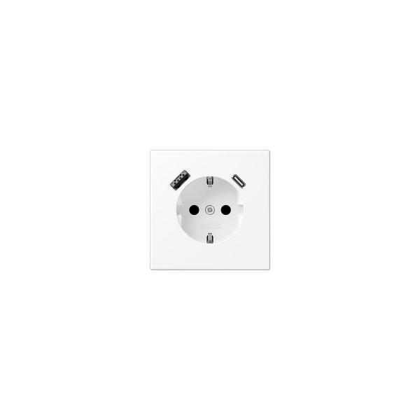 ARDEBO.de Jung LS1520-15CAWWM SCHUKO Steckdose mit USB-Ladegerät, Serie LS, schneeweiß matt