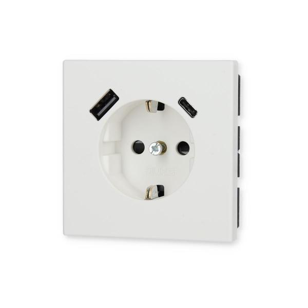 Jung LS1520-15CAWWM SCHUKO Steckdose mit USB-Ladegerät, Serie LS, schneeweiß matt