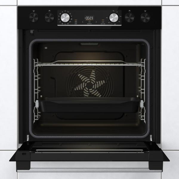 Gorenje Black Set 4 Pyrolyse Einbau-Herdset mit Glaskeramikkochfeld (BCPX6737E05BG+ECD634X), 60cm breit, Pyrolyse, Pizza Funktion, Schwarz