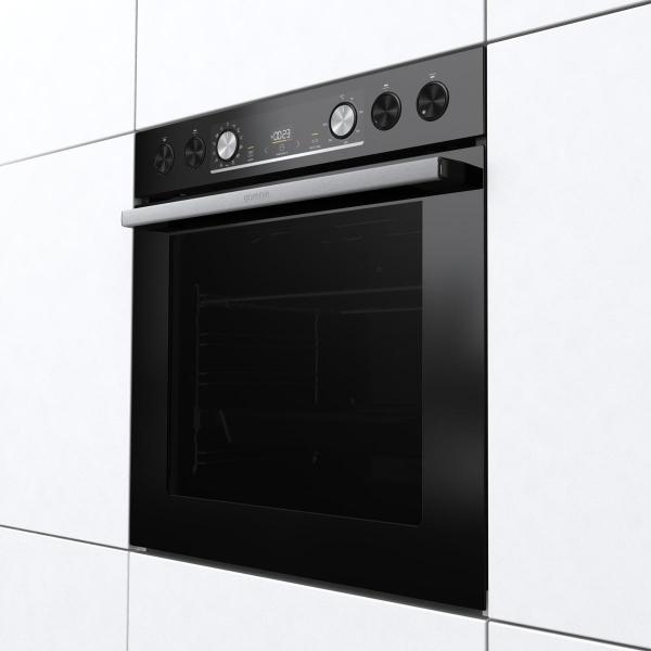 Gorenje Black Set 4 Pyrolyse Einbau-Herdset mit Glaskeramikkochfeld (BCPX6737E05BG+ECD634X), 60cm breit, Pyrolyse, Pizza Funktion, Schwarz