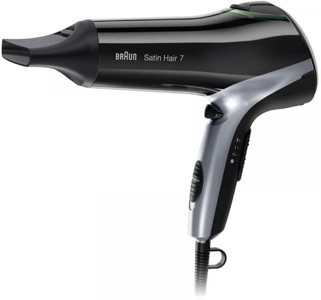 Braun Satin Hair 7 HD710 Haartrockner, 2200W, Iontec Technologie, Styling-Düse, schwarz/silber