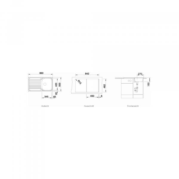 Blanco Tipo 45 S Edelstahlspüle mit Ablauffernbedienung, reversibel, Edelstahl Naturfinish (526335)