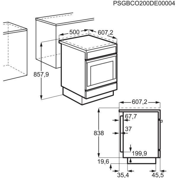 AEG CCB50080BW EEK: A Standherd mit Glaskeramikkochfeld, 50 cm breit, 60 L, Leichtreinigungstür, Geschirrwagen, weiß (943005257)
