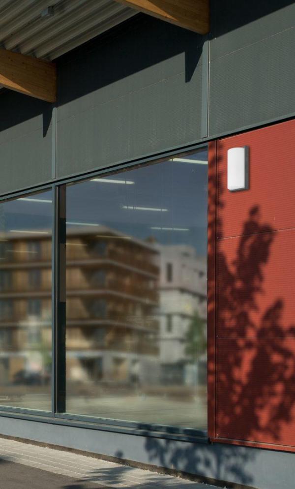 LCD Außenwandleuchte, mit Bewegungsmelder, LED 13 Watt, 3000K, graphit/edelstahl (039LEDSEN)