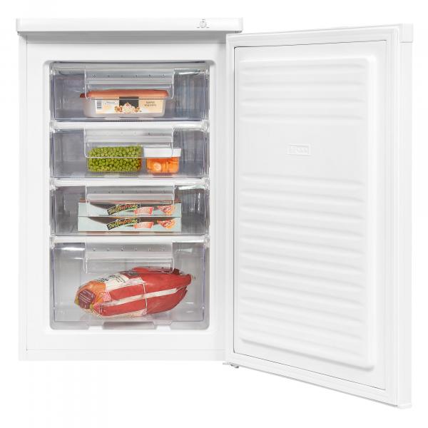 Exquisit GS80-040E Stand Gefrierschrank, 55c m breit, 91 L, transparente Schubladen, weiß