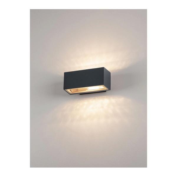 SLV Outdoor Wandleuchte Eckig BOX UP/DOWN, QT-DE12, IP44, 80W, R7s, anthrazit (232485)