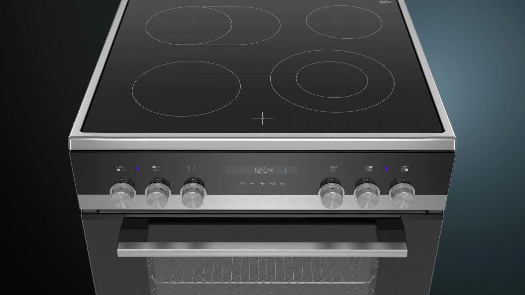 Siemens HK9S5A240 iQ500 EEK: A Elektro-Standherd, Glaskeramik, 60 cm breit, Schnellaufheizung, cookControl10, 3D-Heißluft, Edelstahl