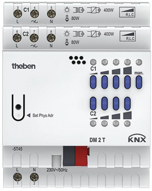 ARDEBO.de Theben DM 2 T KNX Dimmaktor 2-fach, 400 W, KNX TP 4940270