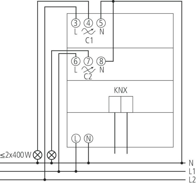 Theben DM 2 T KNX Dimmaktor 2-fach, 400 W, KNX TP 4940270