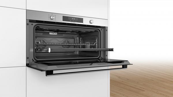 Bosch VBC5580S0 Serie 6 EEK: A+ Einbaubackofen, 90cm breit, 85 L, Kindersicherung, Teleskopauszug, Heißluft, edelstahl
