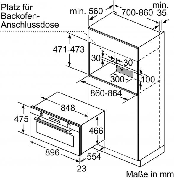 Bosch VBC5580S0 Serie 6 EEK: A+ Einbaubackofen, 90cm breit, 85 L, Kindersicherung, Teleskopauszug, Heißluft, edelstahl