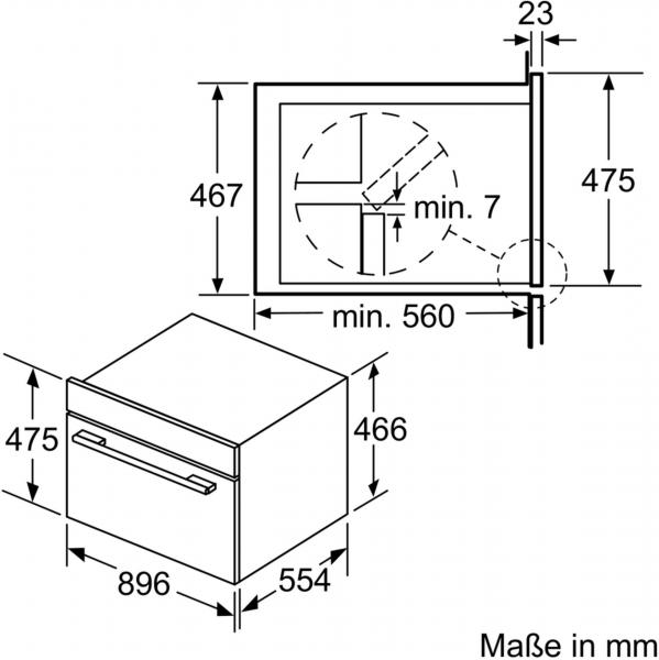 Bosch VBC5580S0 Serie 6 EEK: A+ Einbaubackofen, 90cm breit, 85 L, Kindersicherung, Teleskopauszug, Heißluft, edelstahl