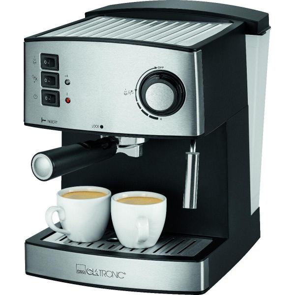 ARDEBO.de Clatronic ES 3643 Espressoautomat, stufenloser Dampf, schwarz-inox (263338)