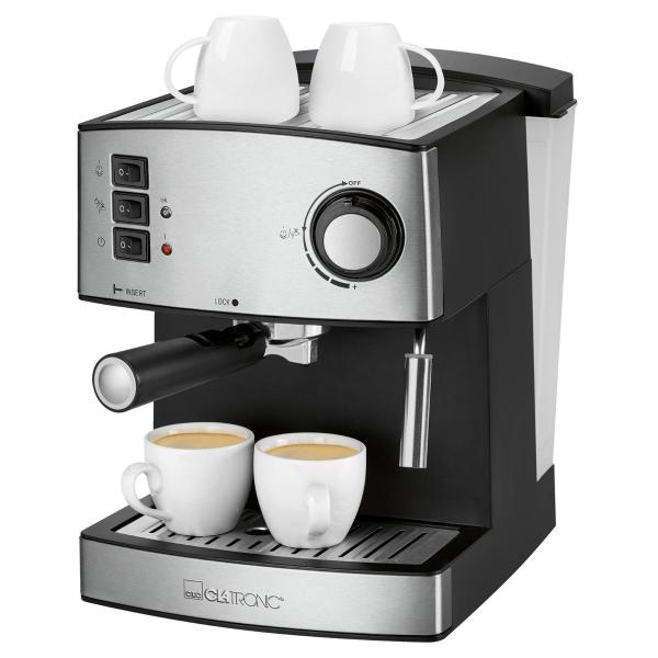 Clatronic ES 3643 Espressoautomat, stufenloser Dampf, schwarz-inox (263338)
