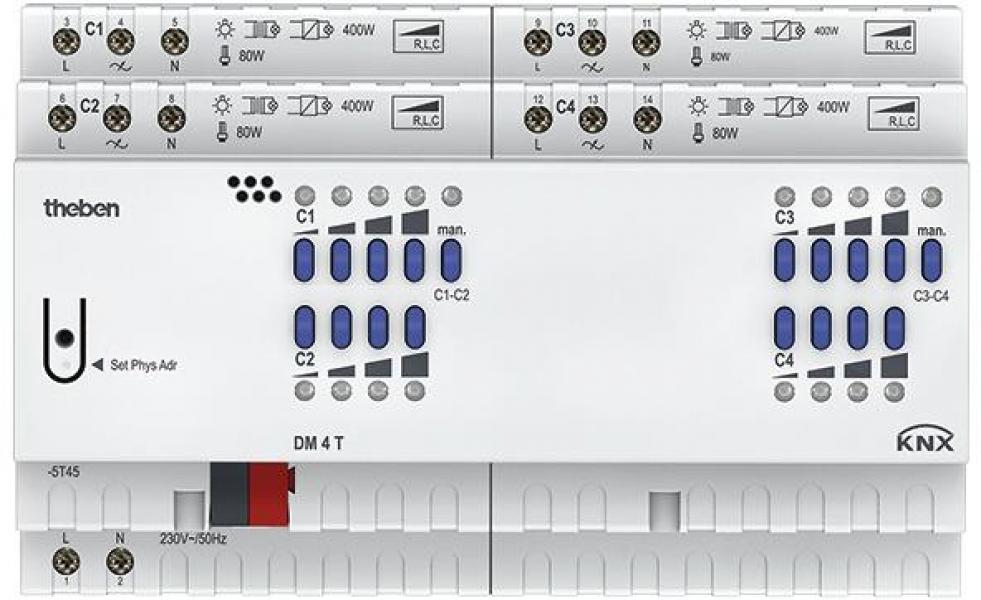 ARDEBO.de Theben DM 4 T KNX Dimmaktor 4-fach, Universal-Dimmaktor, 400 W, KNX TP 4940275