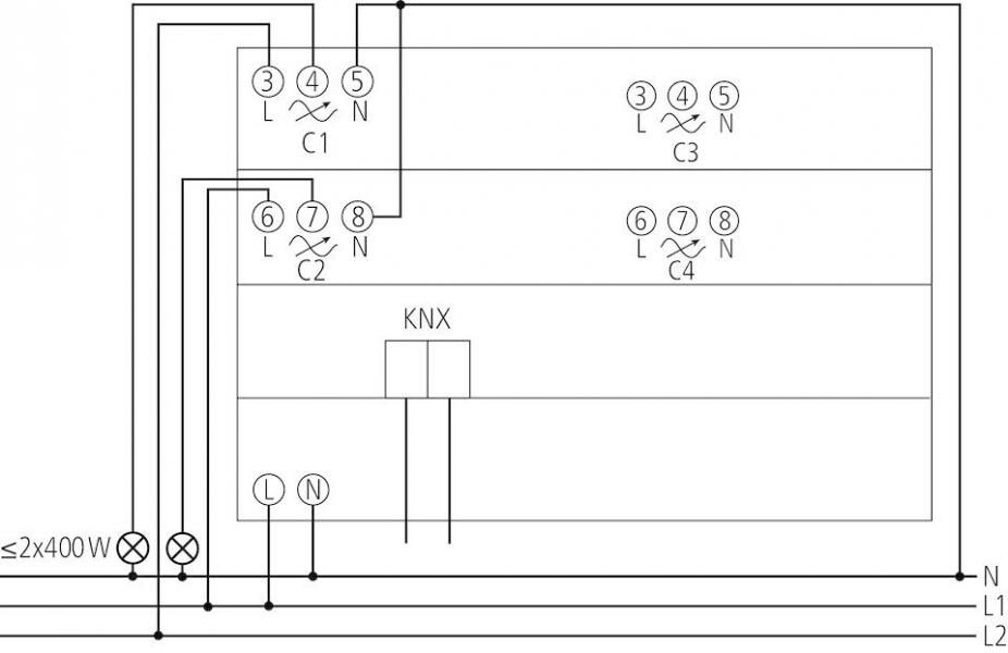 Theben DM 4 T KNX Dimmaktor 4-fach, Universal-Dimmaktor, 400 W, KNX TP 4940275