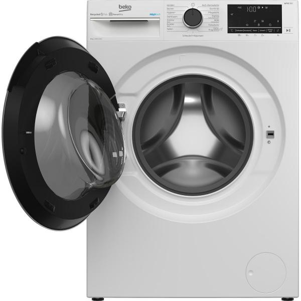 Beko B5WFU58418W 8kg Frontlader Waschmaschine, 1400U/min, 60cm breit, AquaTech, SteamCure, Bluetooth, weiß