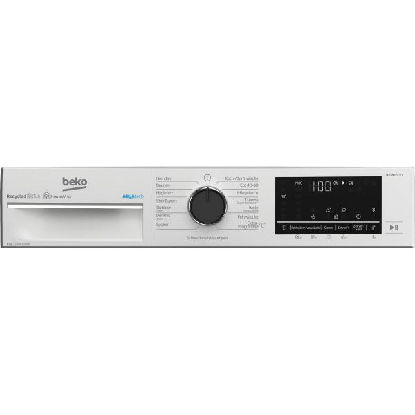 Beko B5WFU58418W 8kg Frontlader Waschmaschine, 1400U/min, 60cm breit, AquaTech, SteamCure, Bluetooth, weiß
