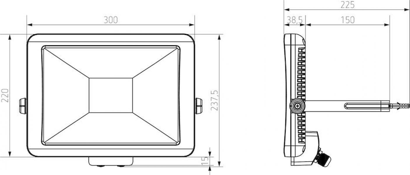 Theben theLeda B50L BK LED-Strahler 50 Watt, Wandmontage außen, schwarz, Bewegungsmelder optional, 5000 K (neutralweiß) 1020688