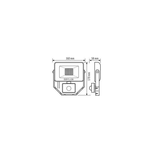 Esylux EL10810930 LED Strahler AFL BASIC LED 10W, 1000lm, 4000K, IP65, schwarz