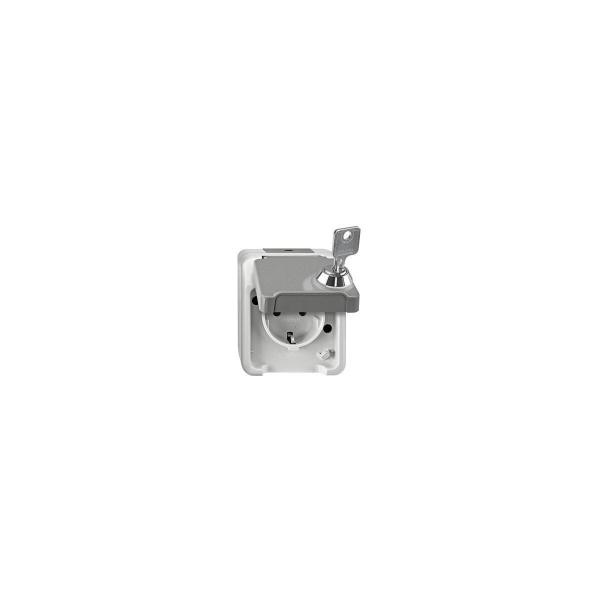 ARDEBO.de Merten SCHUKO-Steckdose, Aquastar, 16 A, AC 250 V, abschließbar mit verschiedenen Schließungen, Schraubklemme, lichtgrau (MEG2422-8029)
