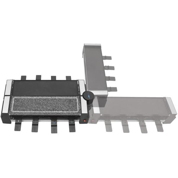 Clatronic RG 3678 Raclette Grill mit heißem Stein, 2x 600W, 8 Pfännchen, schwarz (263815)