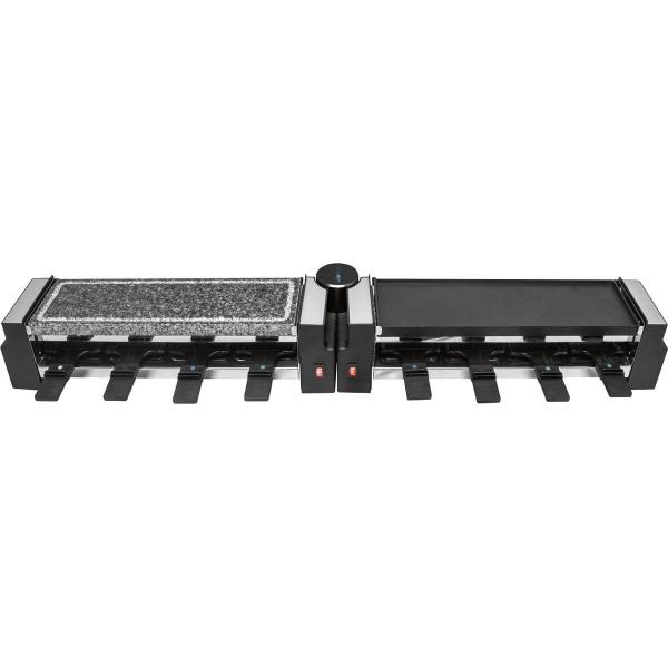 Clatronic RG 3678 Raclette Grill mit heißem Stein, 2x 600W, 8 Pfännchen, schwarz (263815)