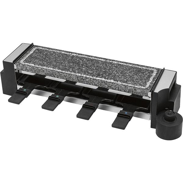 Clatronic RG 3678 Raclette Grill mit heißem Stein, 2x 600W, 8 Pfännchen, schwarz (263815)