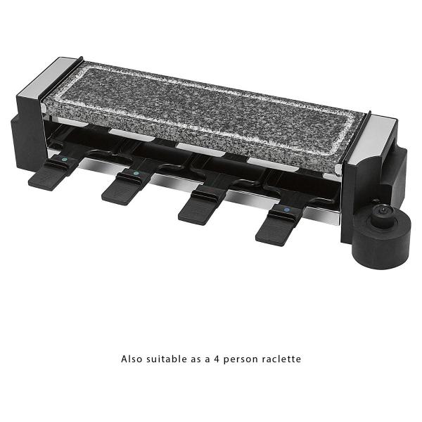 Clatronic RG 3678 Raclette Grill mit heißem Stein, 2x 600W, 8 Pfännchen, schwarz (263815)