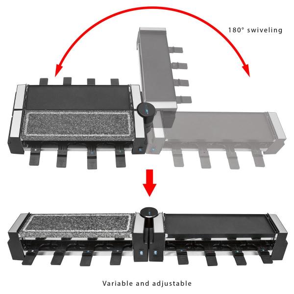 Clatronic RG 3678 Raclette Grill mit heißem Stein, 2x 600W, 8 Pfännchen, schwarz (263815)
